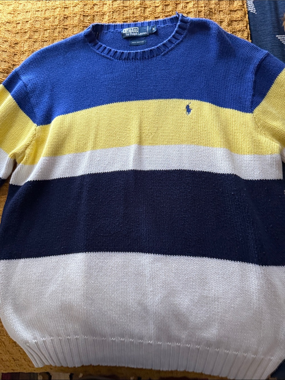 Polo by Ralph Lauren Men's Crewneck Sweater - Blue, Yellow, White, Navy